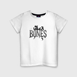 Футболка хлопковая детская Bones лого из дыма, цвет: белый