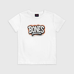 Футболка хлопковая детская Bones уличный логотип, цвет: белый