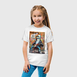 Футболка хлопковая детская Гитарист Бендер - тяжёлый рок, цвет: белый — фото 2