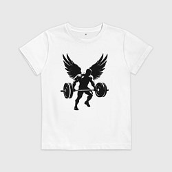 Детская футболка Крылатый силач со штангой