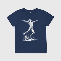 Футболка хлопковая детская Водный прыжок мужчины, цвет: тёмно-синий