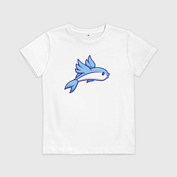 Футболка хлопковая детская Летучая рыбка, цвет: белый