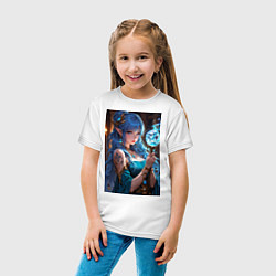 Футболка хлопковая детская Прекрасная эльийка-маг с посохом, цвет: белый — фото 2