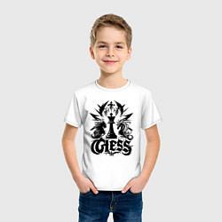 Футболка хлопковая детская Шахматный король и кони динамичный, цвет: белый — фото 2