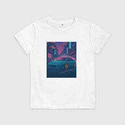 Футболка хлопковая детская Nissan 180SX легенда JDM, цвет: белый