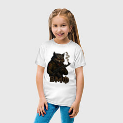 Футболка хлопковая детская ВМФ волк с автоматом, цвет: белый — фото 2