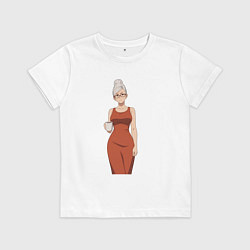 Футболка хлопковая детская Dandadan Seiko в платье, цвет: белый