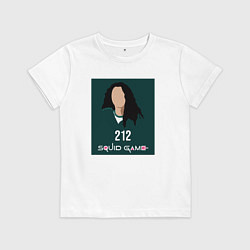 Футболка хлопковая детская Squid game 212, цвет: белый