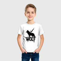 Футболка хлопковая детская Волк на страже, цвет: белый — фото 2