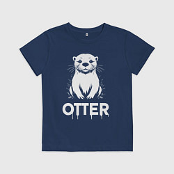 Футболка хлопковая детская Выдра в стиле граффити, цвет: тёмно-синий