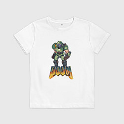 Футболка хлопковая детская Doom солдат марса, цвет: белый