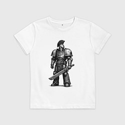 Футболка хлопковая детская Спартанец с цепным клинком, цвет: белый