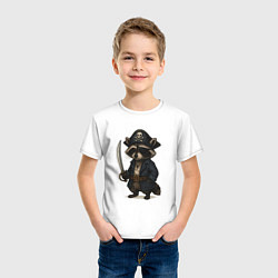 Футболка хлопковая детская Енот пират, цвет: белый — фото 2