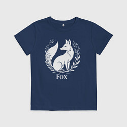Футболка хлопковая детская Лисий герб с венком, цвет: тёмно-синий