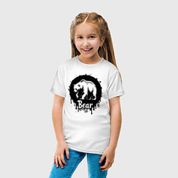 Футболка хлопковая детская Черный медведь в круге, цвет: белый — фото 2
