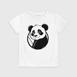 Футболка хлопковая детская Панда в круге, цвет: белый