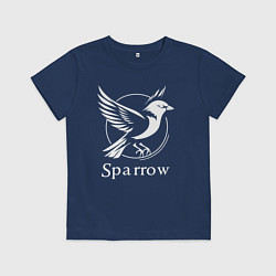 Футболка хлопковая детская Воробей в полёте, цвет: тёмно-синий