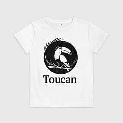 Футболка хлопковая детская Тукан в круге, цвет: белый