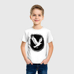 Футболка хлопковая детская Чайка в черном круге, цвет: белый — фото 2