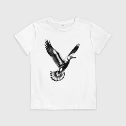 Футболка хлопковая детская Полет чайки, цвет: белый