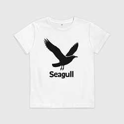 Футболка хлопковая детская Черная чайка, цвет: белый