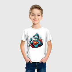Футболка хлопковая детская Super Bender - ai art meme fantasy, цвет: белый — фото 2