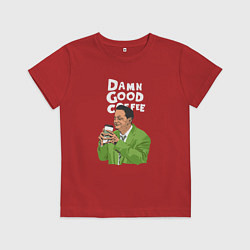 Футболка хлопковая детская Damn good coffee, цвет: красный