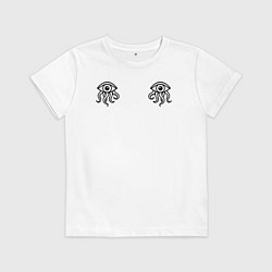 Футболка хлопковая детская Иной взгляд - два глаза осьминога, цвет: белый