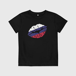 Футболка хлопковая детская Russian kiss, цвет: черный