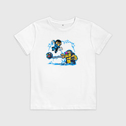 Футболка хлопковая детская Скорпион против Саб-зиро, цвет: белый