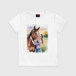 Футболка хлопковая детская Обними меня крепче, цвет: белый