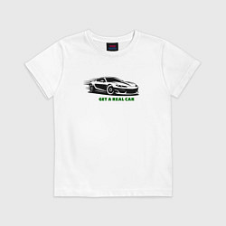 Футболка хлопковая детская Get a real car, цвет: белый