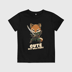 Футболка хлопковая детская Милый но готов драться, цвет: черный