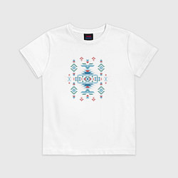 Футболка хлопковая детская Этнический геометрический орнамент, цвет: белый