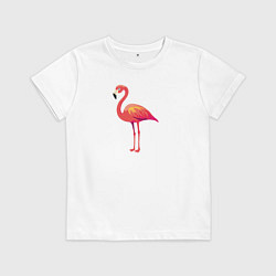 Футболка хлопковая детская Фламинго стоит, цвет: белый