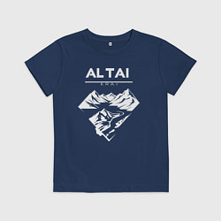 Футболка хлопковая детская Алтайский край горы, цвет: тёмно-синий