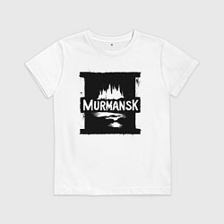 Футболка хлопковая детская Мурманск в стрит-арт стиле, цвет: белый