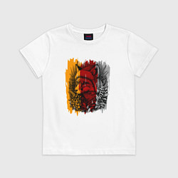 Футболка хлопковая детская Лис в зимней шапке, цвет: белый