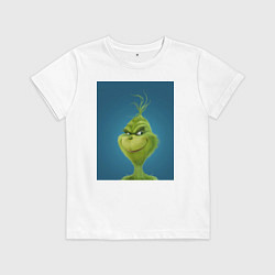 Футболка хлопковая детская Гринч что-то замышляет на новый год, цвет: белый