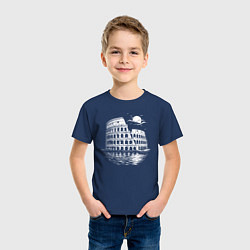 Футболка хлопковая детская Колизей в лучах вечности, цвет: тёмно-синий — фото 2