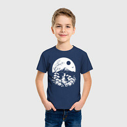 Футболка хлопковая детская Лунная гармония Фудзи, цвет: тёмно-синий — фото 2