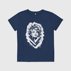 Футболка хлопковая детская Поп-арт дива, цвет: тёмно-синий