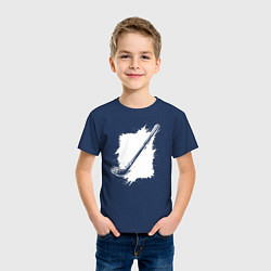 Футболка хлопковая детская Хоккейная клюшка в квадрате, цвет: тёмно-синий — фото 2