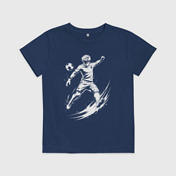 Футболка хлопковая детская Аниме удар в футболе, цвет: тёмно-синий