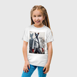 Футболка хлопковая детская Cat girl Cornish Rex - ai art fantasy, цвет: белый — фото 2