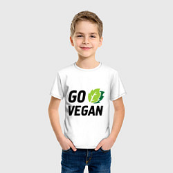 Футболка хлопковая детская Go vegan, цвет: белый — фото 2