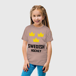 Футболка хлопковая детская Swedish Hockey, цвет: пыльно-розовый — фото 2