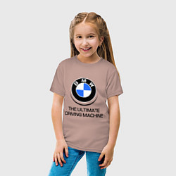 Футболка хлопковая детская BMW Driving Machine, цвет: пыльно-розовый — фото 2