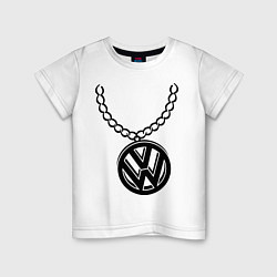 Футболка хлопковая детская VW медальон, цвет: белый