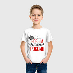 Футболка хлопковая детская Россия с новым годом, цвет: белый — фото 2